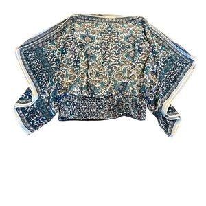 Max Studio Blue and White Patterned Top